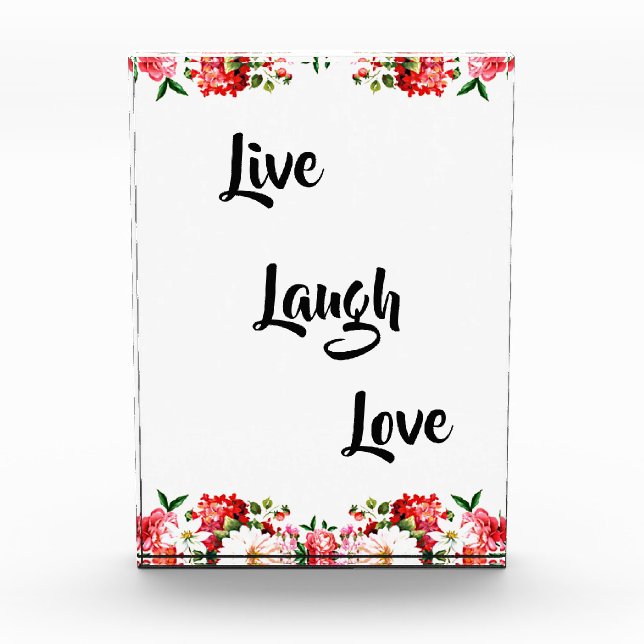 Floral "Live, Laugh, Love" Elegant   Photo Block (Front)