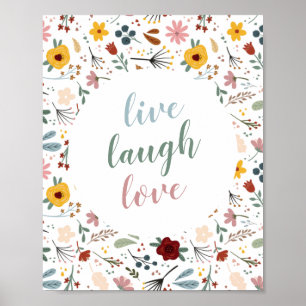 Floral Live Laugh Love Poster