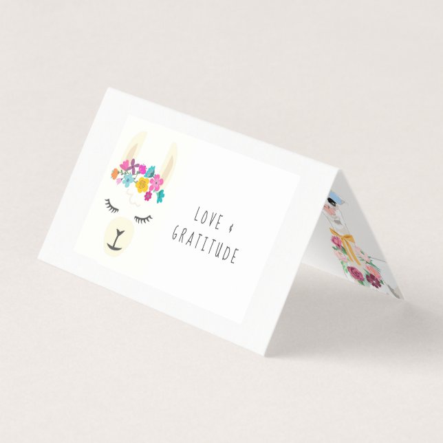 Floral Llama Baby Shower Thank You Business Card (Front)