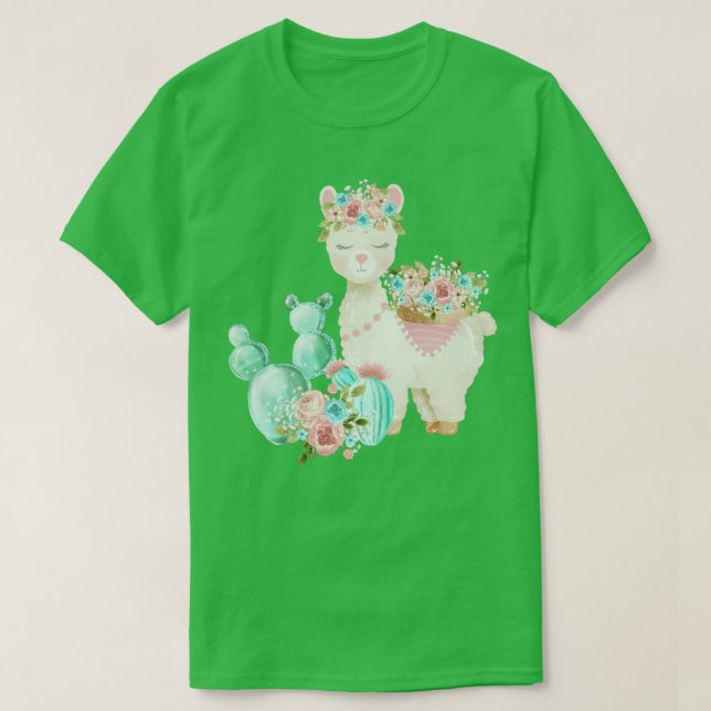 Floral Llama T-Shirt (Design Front)
