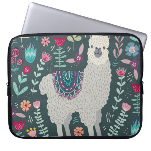 Floral Llama: Vintage Hand-Drawn Doodles Laptop Sleeve