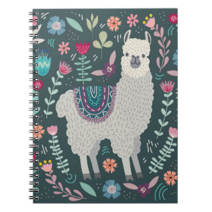 Floral Llama: Vintage Hand-Drawn Doodles Notebook