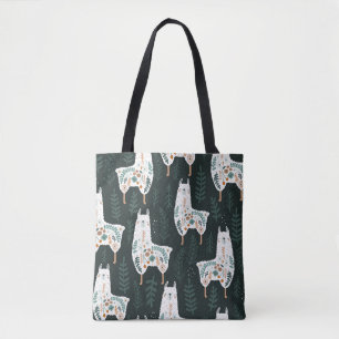 Floral Llamas Cute Vintage Texture Tote Bag