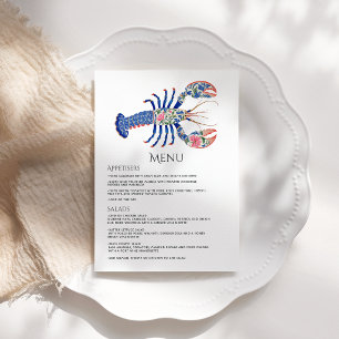 Floral Lobster Coastal Nautical Beach Wedding Menu