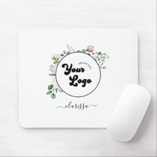 Floral Logo Custom Company Business & Name Girly Mouse Pad