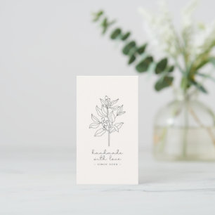 Floral logo, handmade with love milk white business card