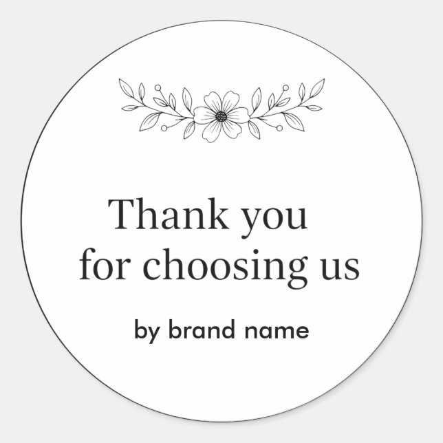 Floral Logo Thank You Business Sticker (Front)
