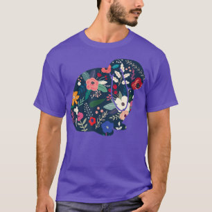 Floral Lop Eared Rabbit Cute Bunny Lover T-Shirt