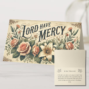 FLORAL LORD HAVE MERCY PRAYER HOLY CARD