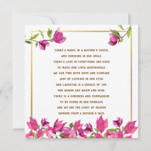 Floral Loss of Mother Mum Poem Flat Sympathy Card