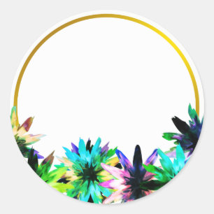 Floral Lotus Flower Gold Boarder Bridal Shower Classic Round Sticker