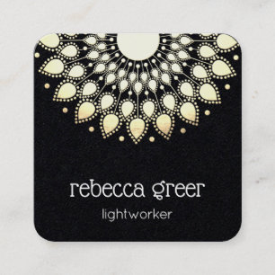 Floral Lotus Mandala Energy Healer Square Business Card