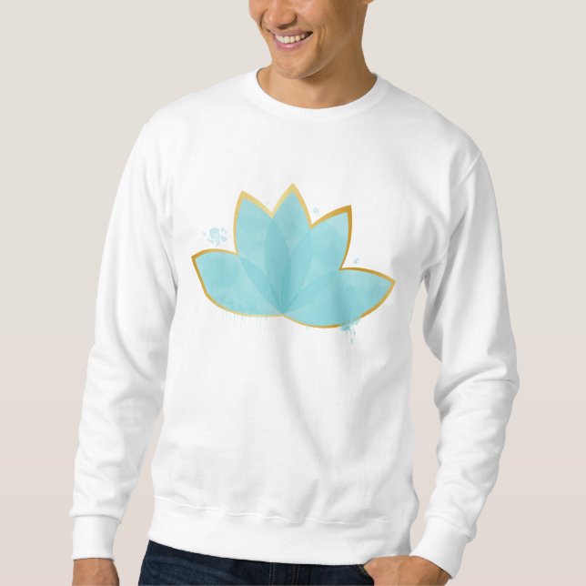 Floral Lotus Seafoam Blue & Faux Gold Sweatshirt (Front)