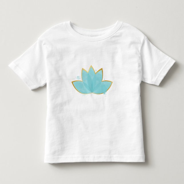Floral Lotus Seafoam Blue & Faux Gold Toddler T-Shirt (Front)