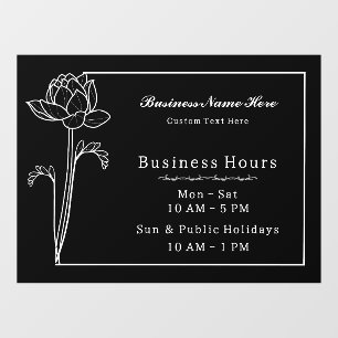 Floral Lotus Simple Elegant Business Open Hours