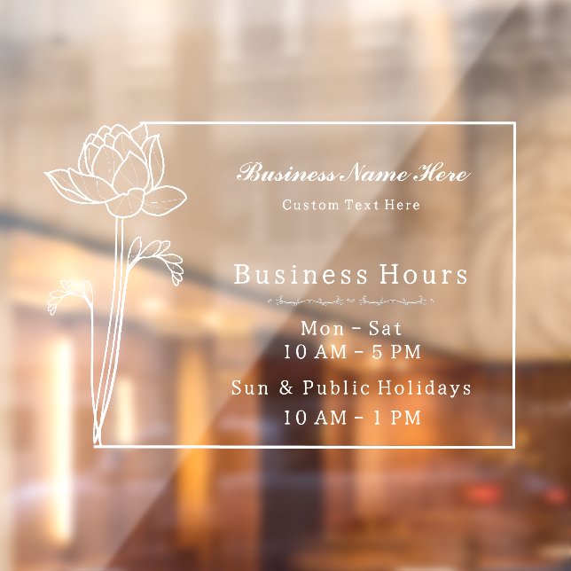 Floral Lotus Simple Elegant Business Open Hours (Sheet 2)