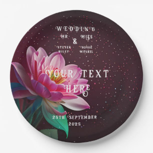 Floral Lotus Wedding Suite Starry Night Romance Paper Plate