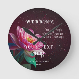 Floral Lotus Wedding Suite Starry Night Romance Round Clock