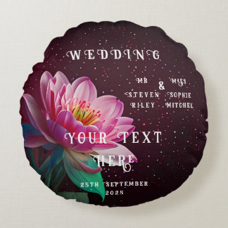 Floral Lotus Wedding Suite | Starry Night Romance Round Cushion