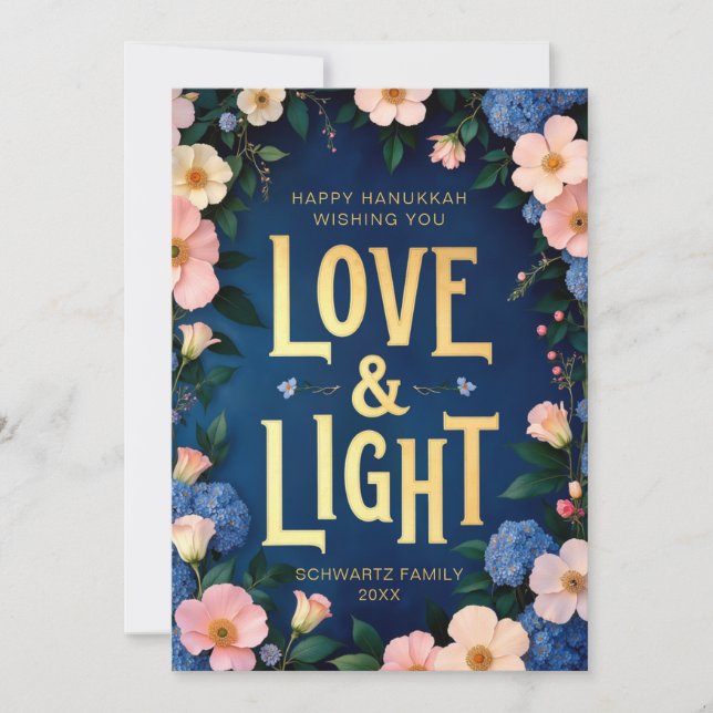 Floral Love and Light Hanukkah Card (Front)