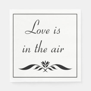 Floral Love Black And White Floral Elegant Wedding Napkin