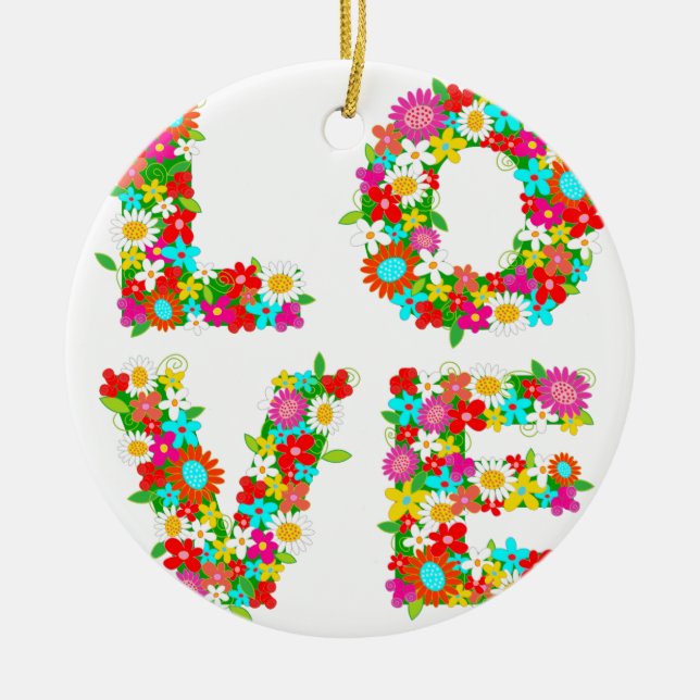 floral love ceramic tree decoration (Front)