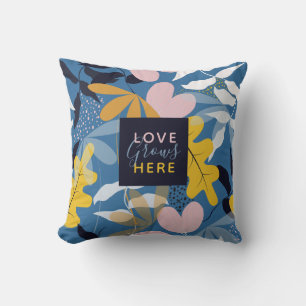 Floral Love Grows Here Throw Pillow