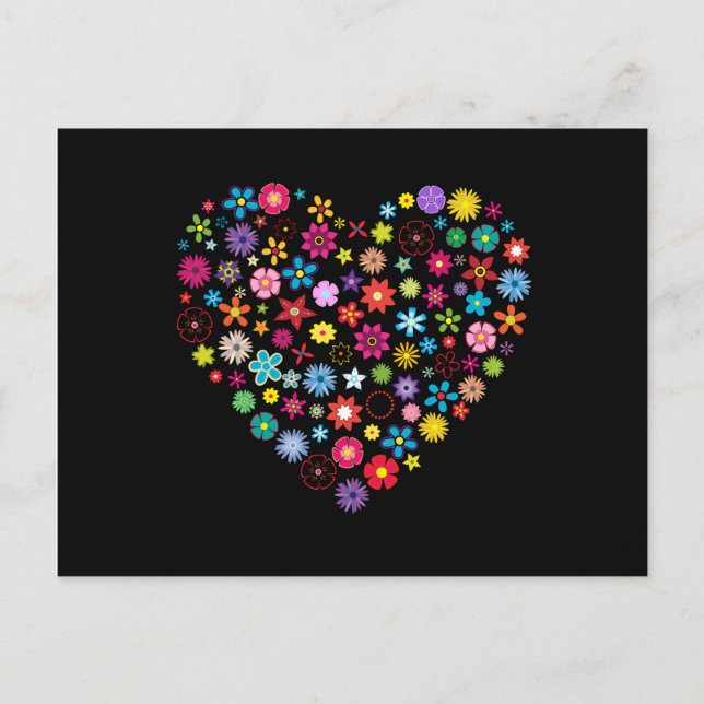 Floral Love Heart Postcard (Front)
