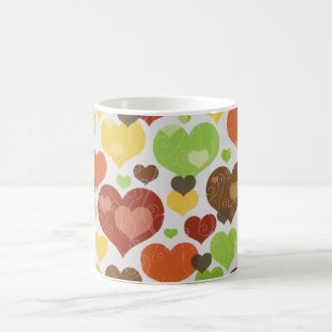 Floral Love Hearts Pattern Pink Coffee Mug
