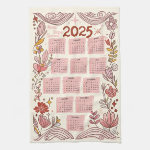Floral Love, Hope, Peace Towel &Happy 2025
