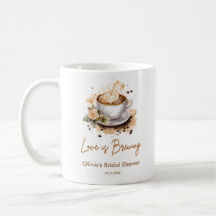 Floral Love is Brewing Brown Coffee Bridal Shower Mug