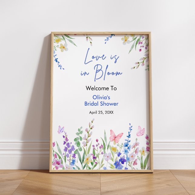 Floral Love is in Bloom Bridal Shower Welcome  Poster (Floral Spring Love is in Bloom Bridal Shower Welcome Sign    )