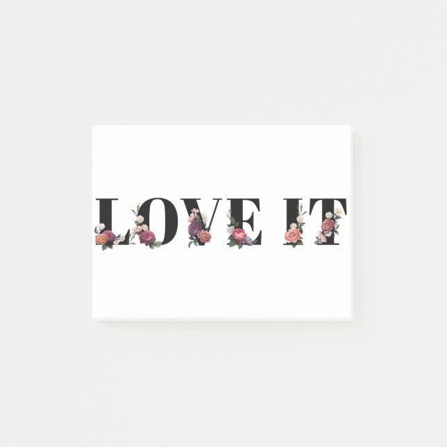 Floral love it word typography design element post-it notes (Front)