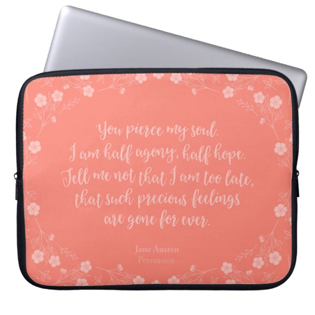 Floral Love Letter Quote Persuasion Jane Austen Laptop Sleeve (Front)