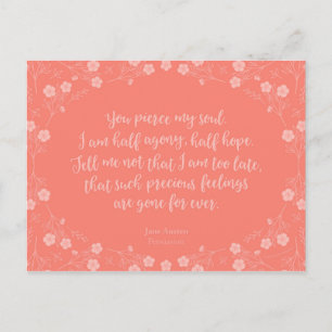Floral Love Letter Quote Persuasion Jane Austen Postcard
