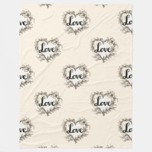 Floral Love Lettering - Seamless Pattern 7 Fleece Blanket