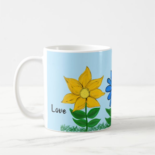 Floral Love Personalised Grey Mugs (Left)