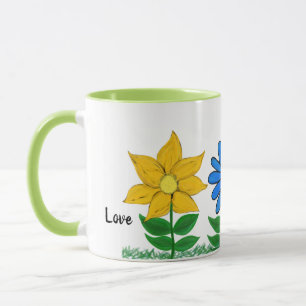 Floral Love Personalised White Mugs