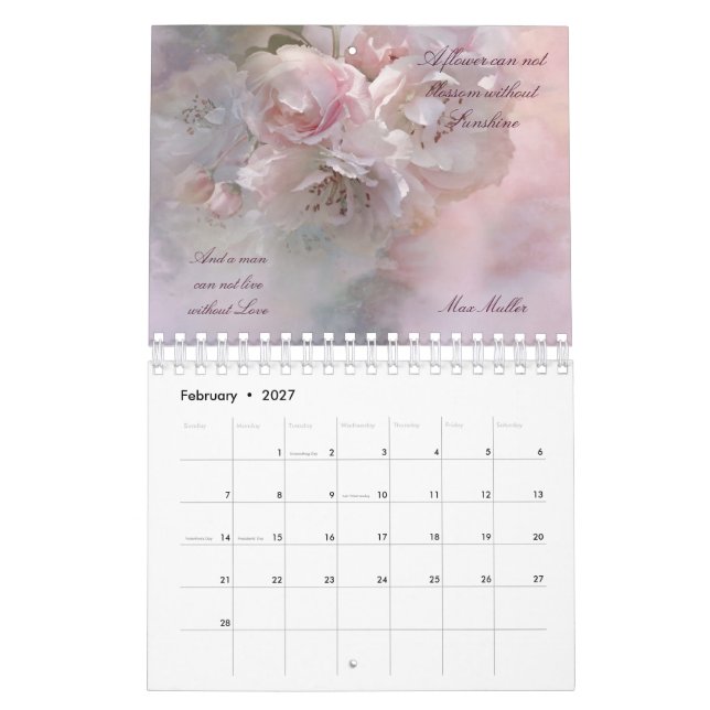 Floral Love Quotes 2023 Calendar (Feb 2027)