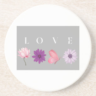 Floral Love Romantic Botanical Gift for Her Coaster