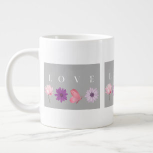 Floral Love Romantic Botanical Gift for Her Large Coffee Mug