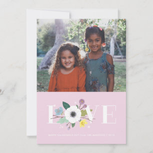 Floral Love Valentine's Day Card - Mauve