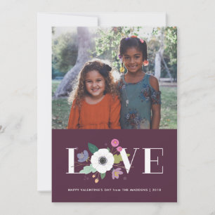 Floral Love Valentine's Day Card - Plum