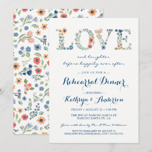 Floral Love Wedding Rehearsal Dinner Invitation