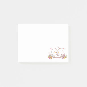 Floral Lovebirds Pink Purple Wedding Love Post-it Notes