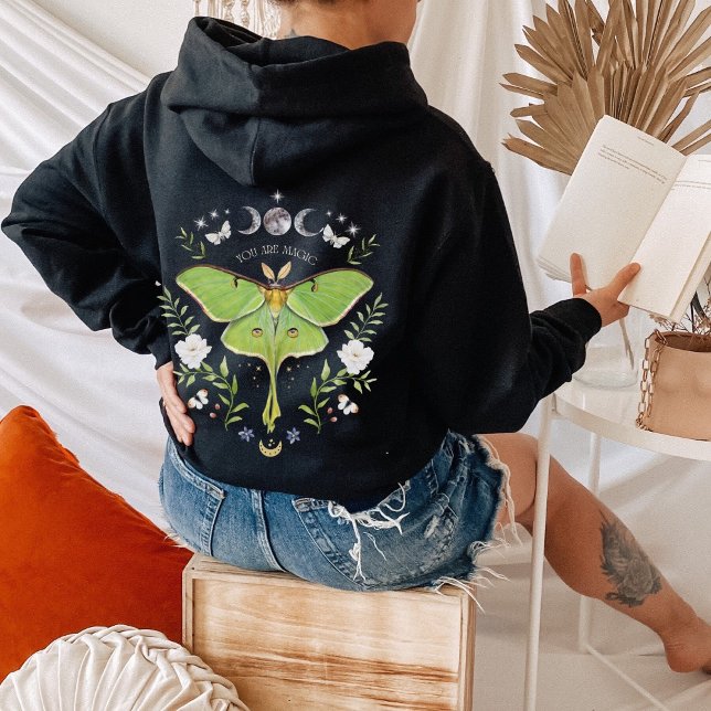 Floral Luna Moth Zip Up Hoodie Back & Front print (Creator Uploaded)