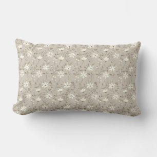 Floral Luxury Beige, Cream, Light Grey Design Lumbar Cushion