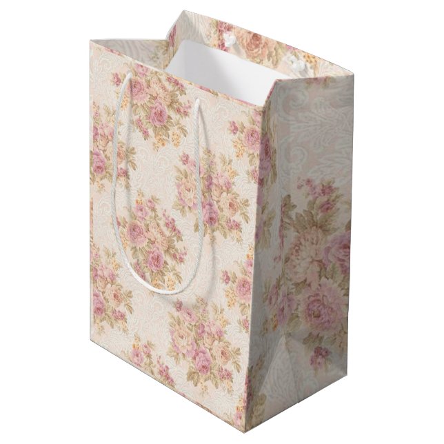 Floral Luxury Medium Gift Bag (Back Angled)