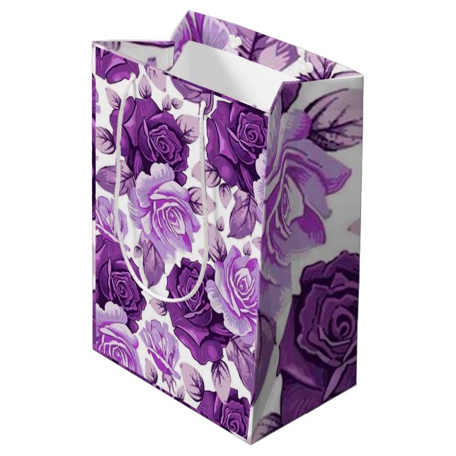 Floral Luxury Medium Gift Bag (Back Angled)
