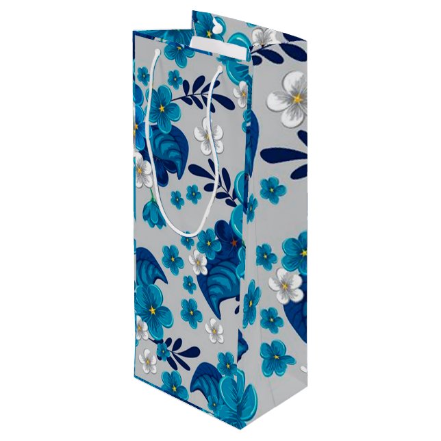 Floral Luxury Wine Gift Bag (Back Angled)
